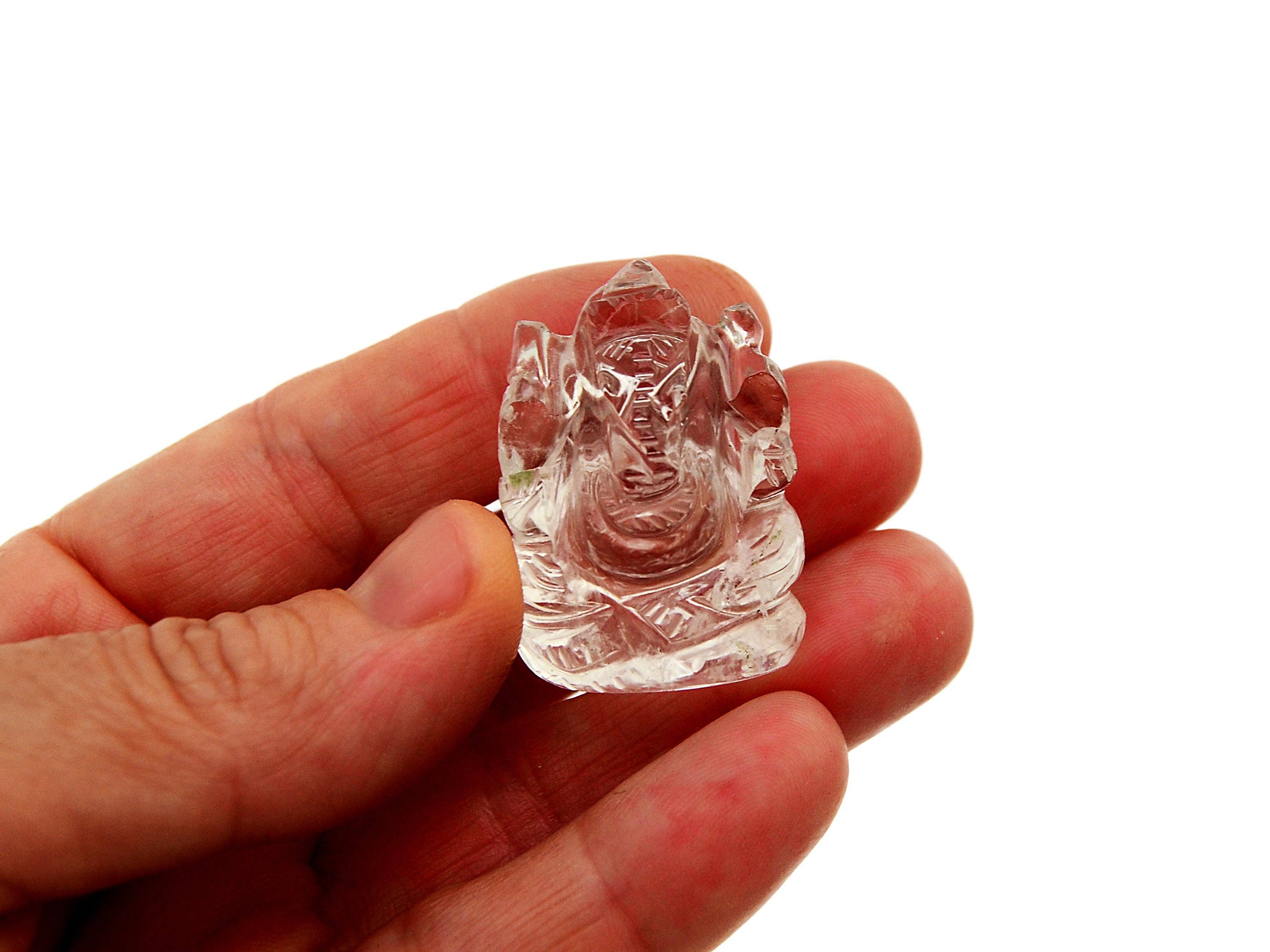 Kaia & Crystals - Wholesale Spiritual Stone/Crystal - Mini Clear Quartz Ganesha Sculpture (30mm - 35mm) -  Hand Carved Crystal5