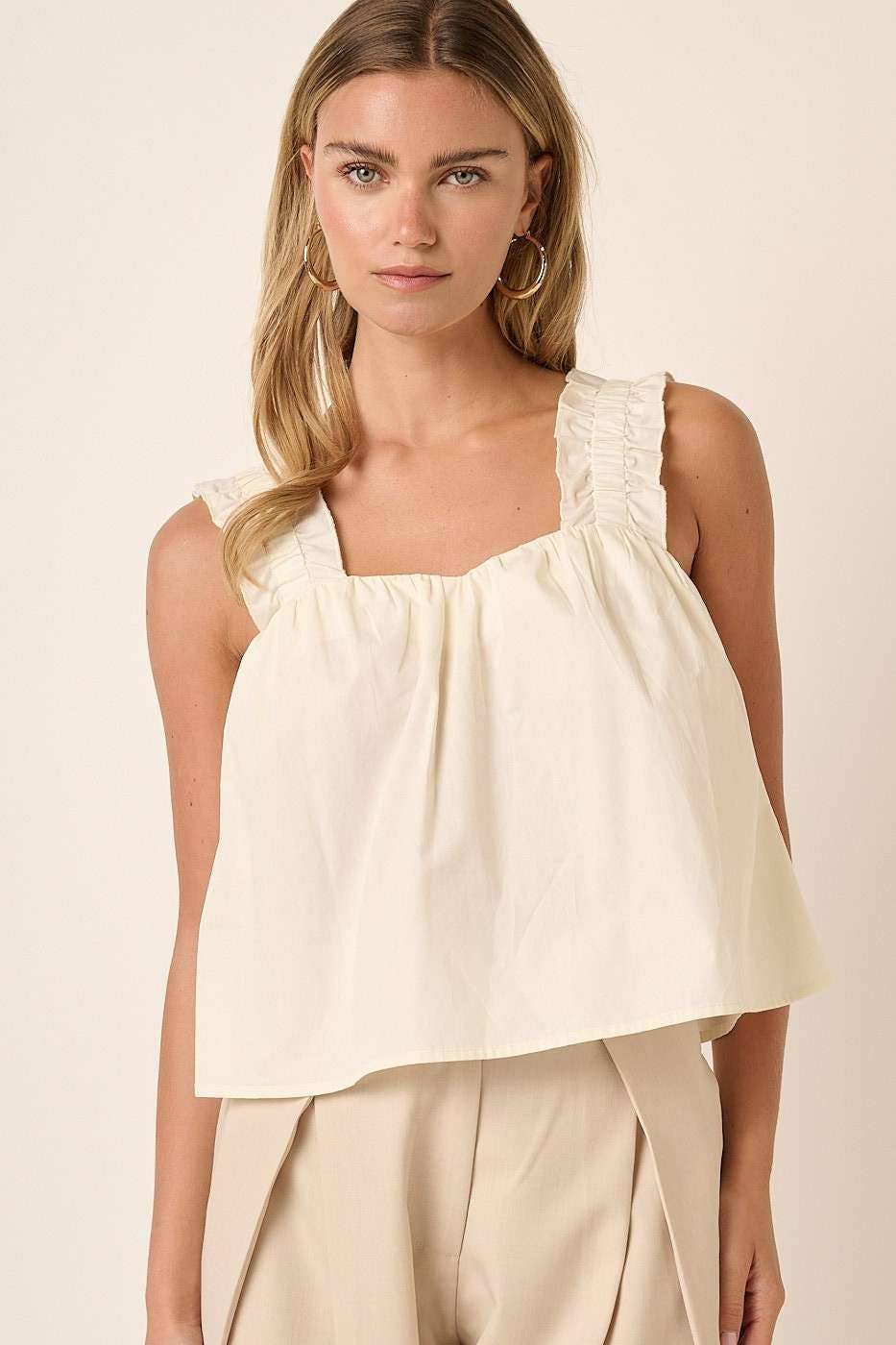 mittoshop - Wholesale Blouse - Women's - M15167-SEMI SWEETHEART NECK RUFFLE CROP TOP6