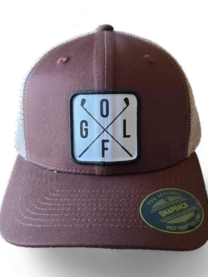 Casquette trucker de golf - snapback à dos en mesh avec écusson de golf pour la vente par Moove Headwear