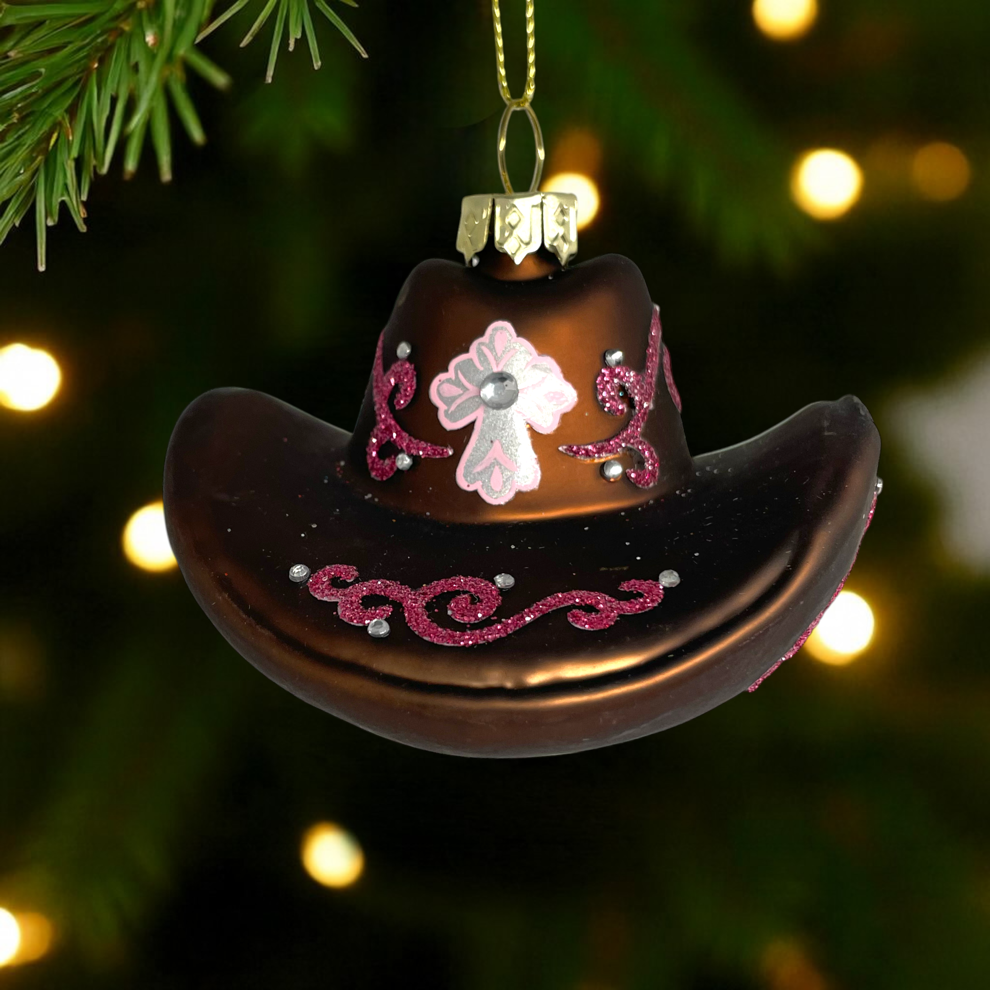Noel Box - Wholesale Ornament Set - Cowboy Hat Christmas Ornament – Glass Western Holiday5