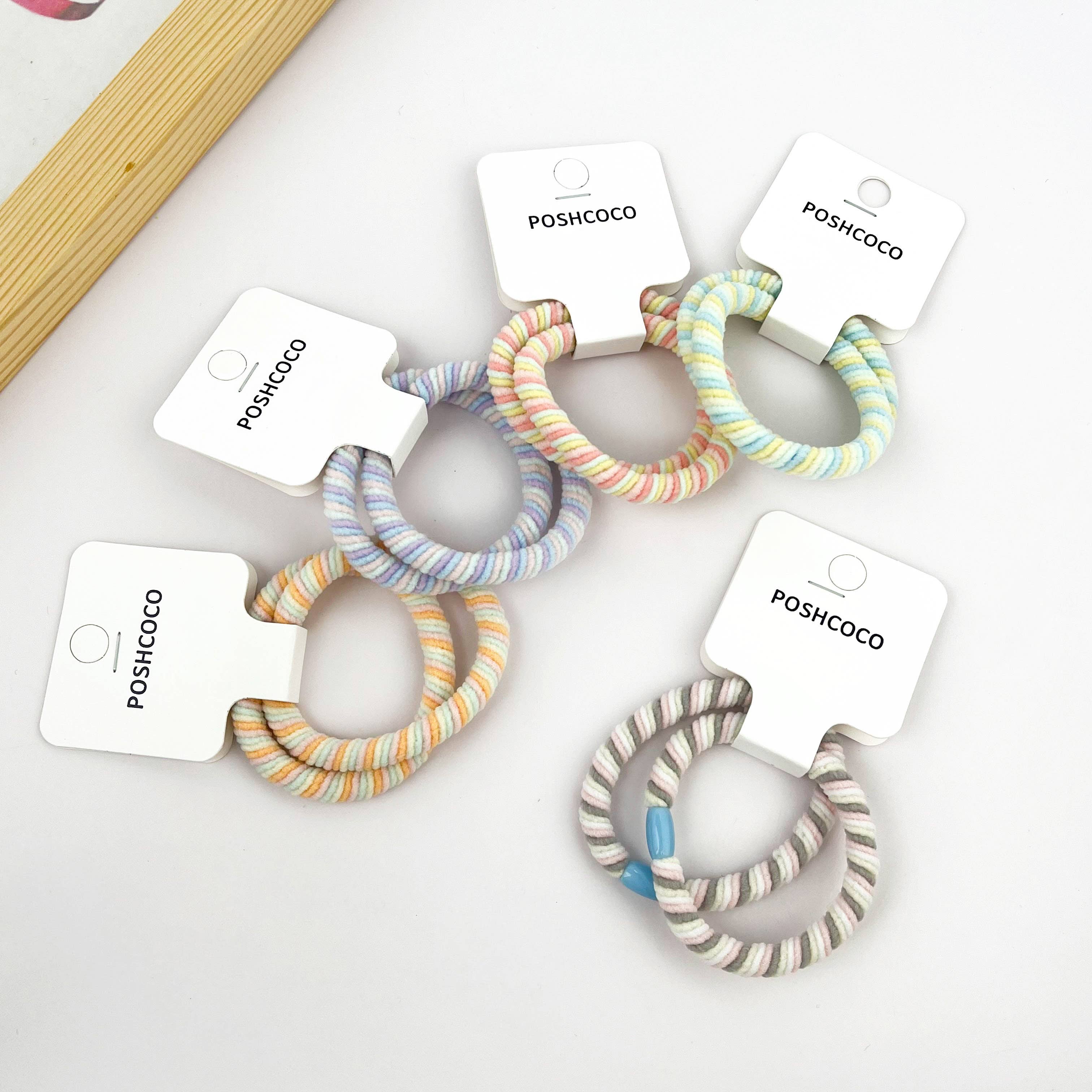 SoapElenGlen - Wholesale Hair Tie - 2PCS Striped Hair Tie Set, Ice Cream-Inspired  Hair Tie6