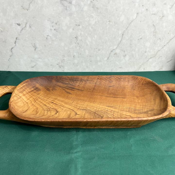 Tuckahoe Hardwoods - Wholesale Decorative Tray - Salvaged Teak Root Rustic Handled Tray - Large1