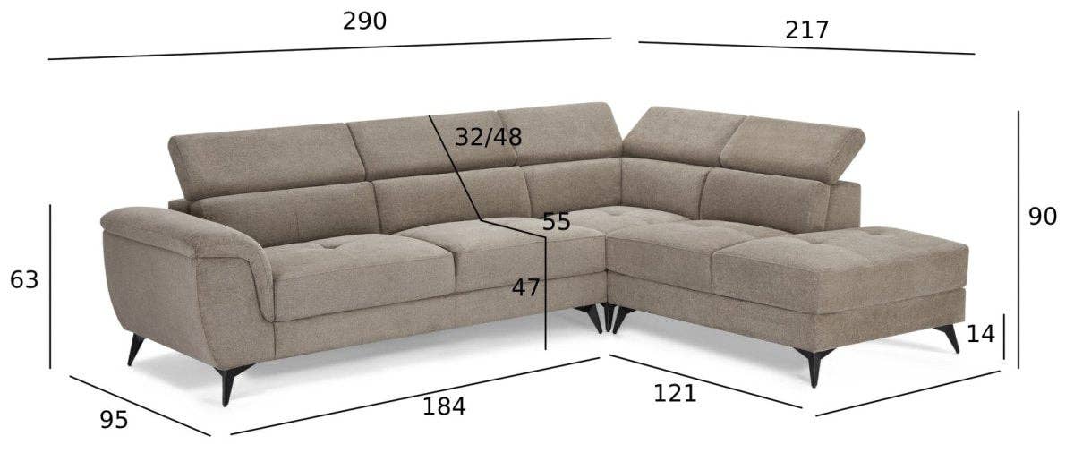 Furnhouse – wholesale Soffa – L-formad soffa Betis höger i beige tyg18