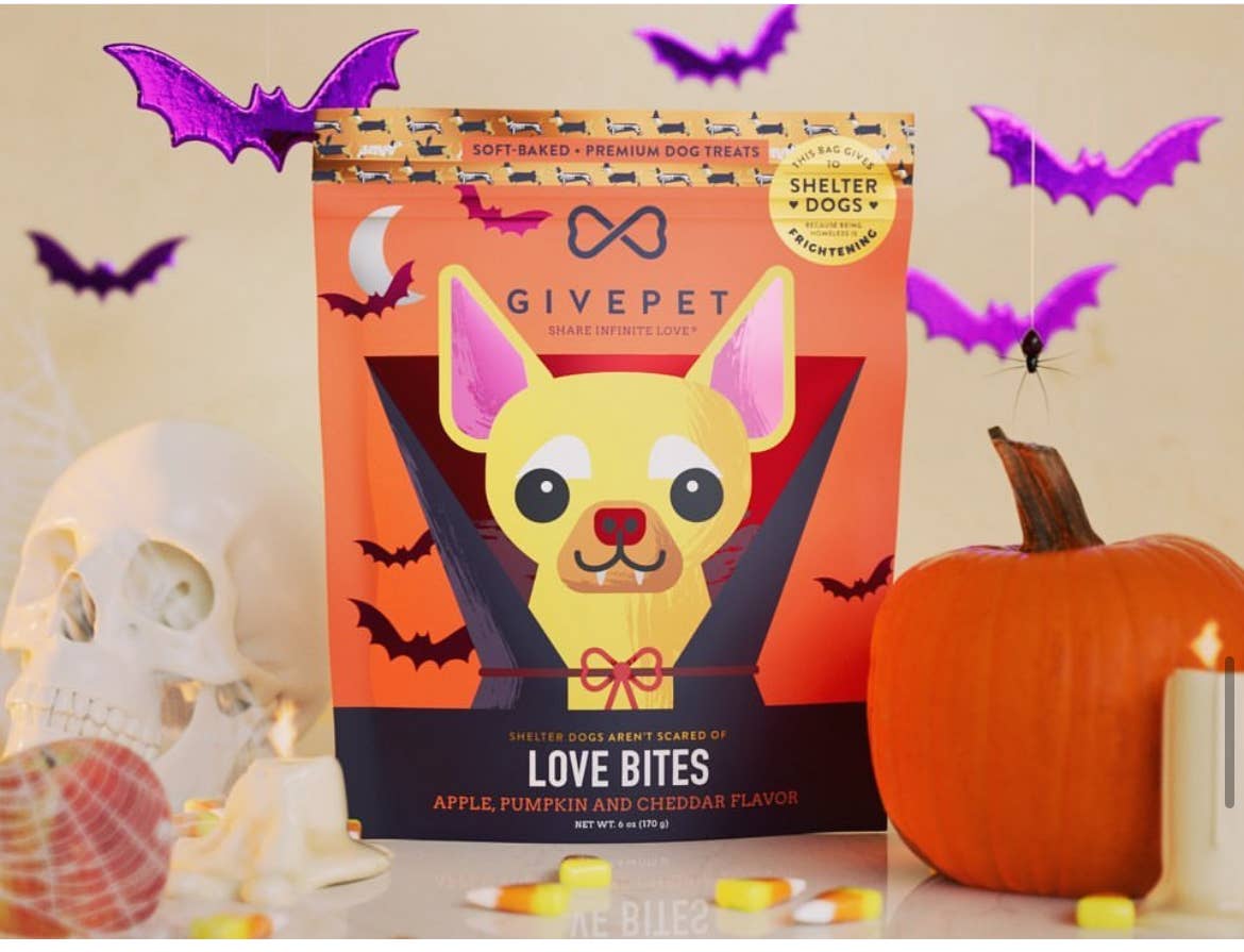 GivePet - Wholesale Pet Treats - Dog - GivePet Love Bites Halloween Dog Treats Pumpkin & Cheddar2