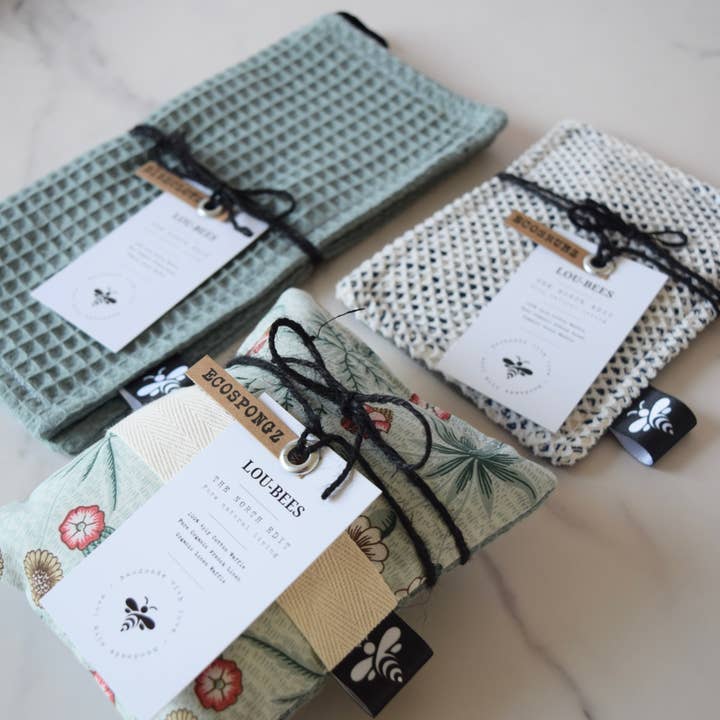 Lou Bees - Wholesale Dishcloth - Eco Kitchen Trio Pack – William Morris & Striped Linen10