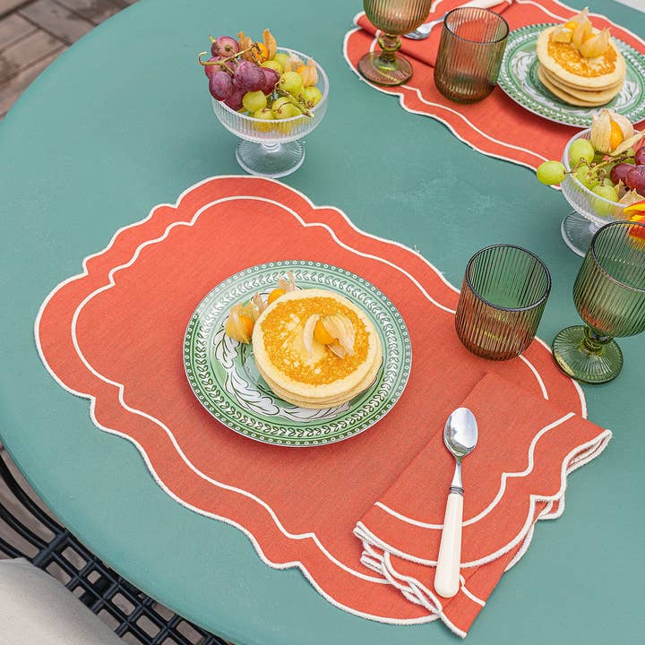 Mariaida Home - Vente Sets de table - Clou unique en terracotta avec broderie brute3