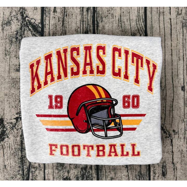 Kansas City Football Ash Crewneck för wholesale av Farmtown Printing Company