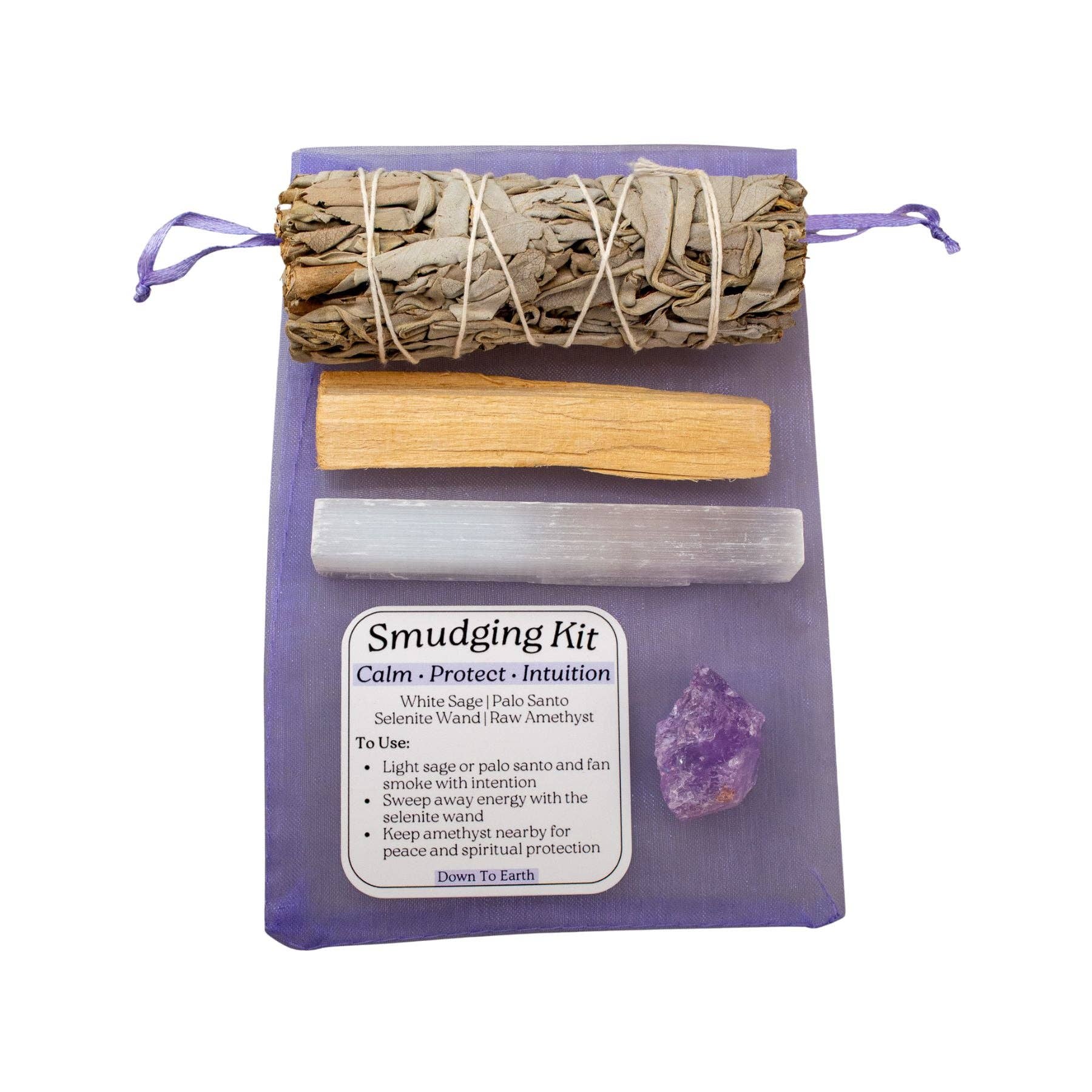 Down To Earth - Wholesale Sage Bundle - Amethyst Smudging Kit.1