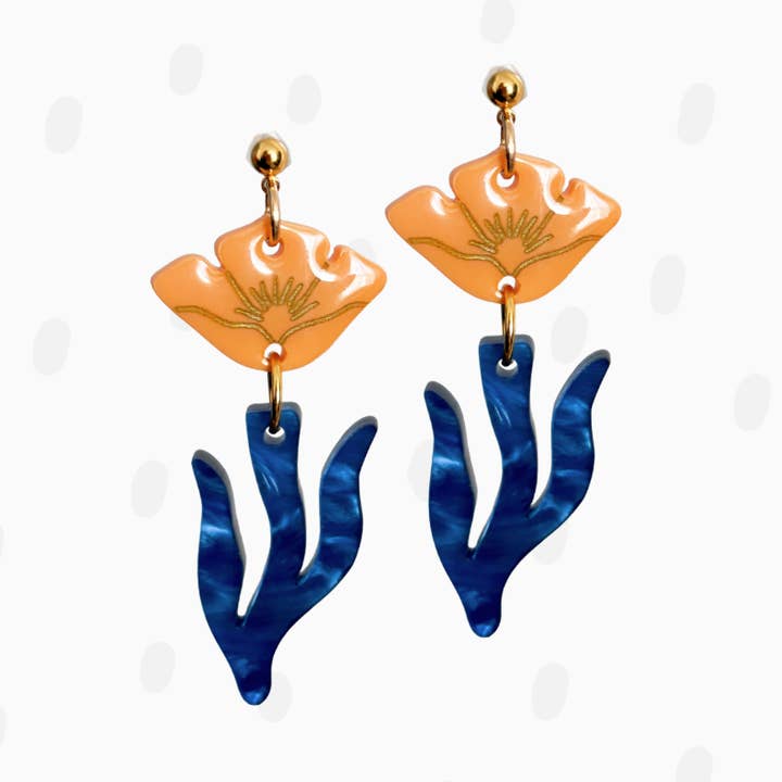 Acryl Statement Oorbellen - De Klaproos voor wholesale door Pieces of Blonde