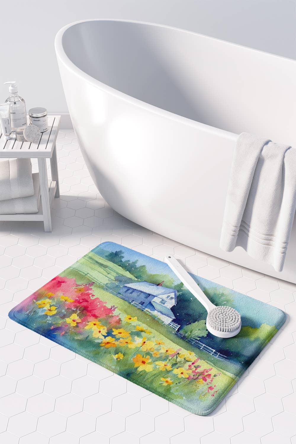 Caroline's Treasures - Wholesale Bath Mat - Massachusetts Mayflowers in Watercolor Memory Foam Kitchen Mat0