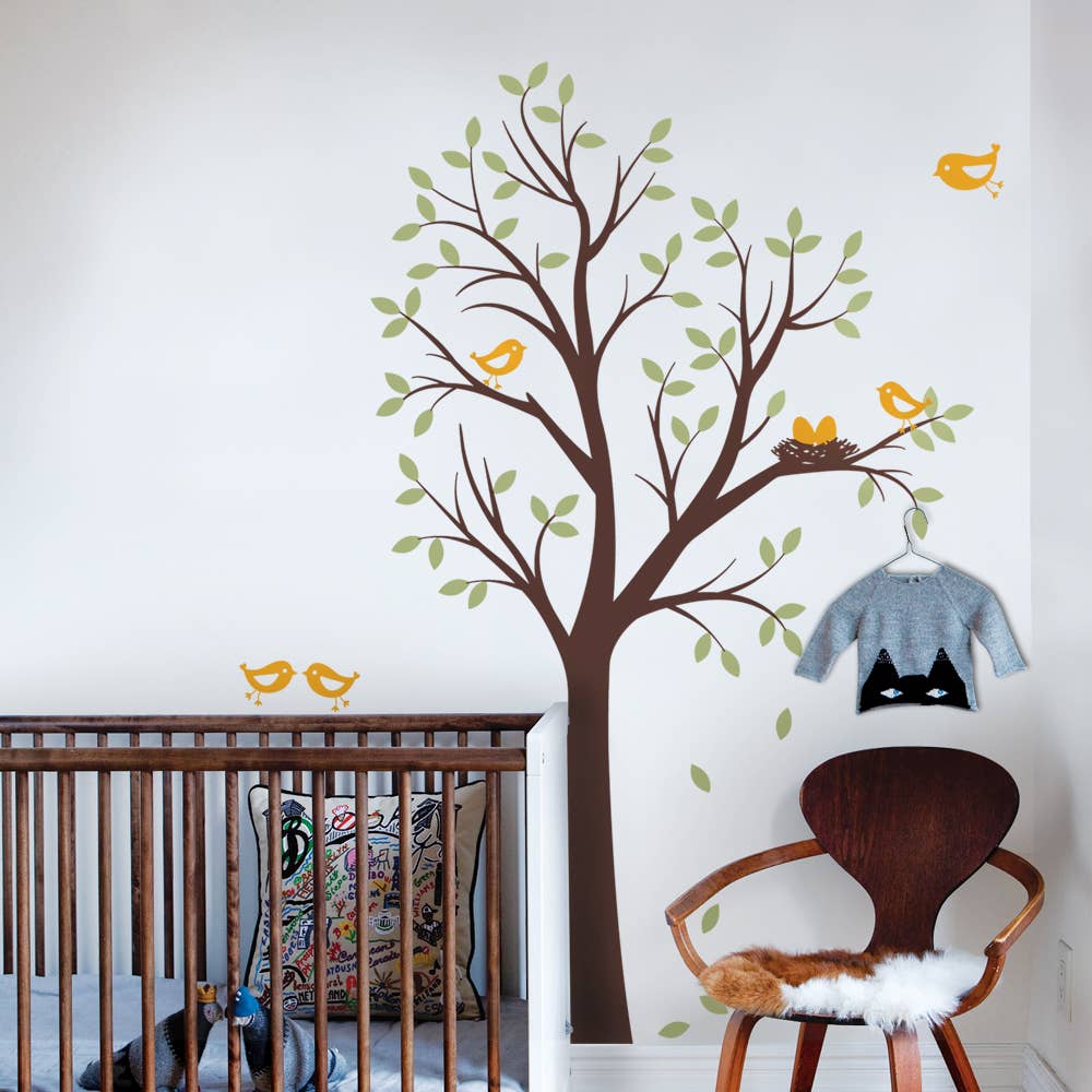 Simple Shapes - Wholesale Wall Decal/Stickers - Tree with Birds and Nest Decal2