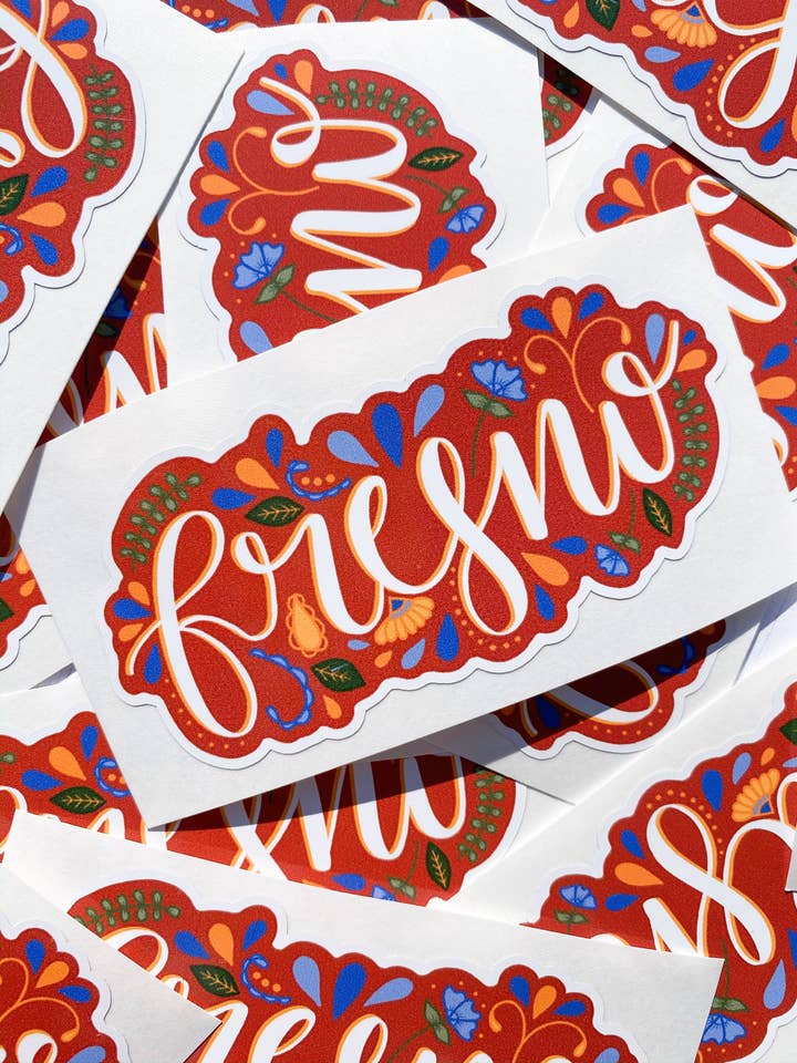 Fresno Diecut Sticker, Fresno Pride, Fresno Female, Floral, for wholesale by Michaela K Creations