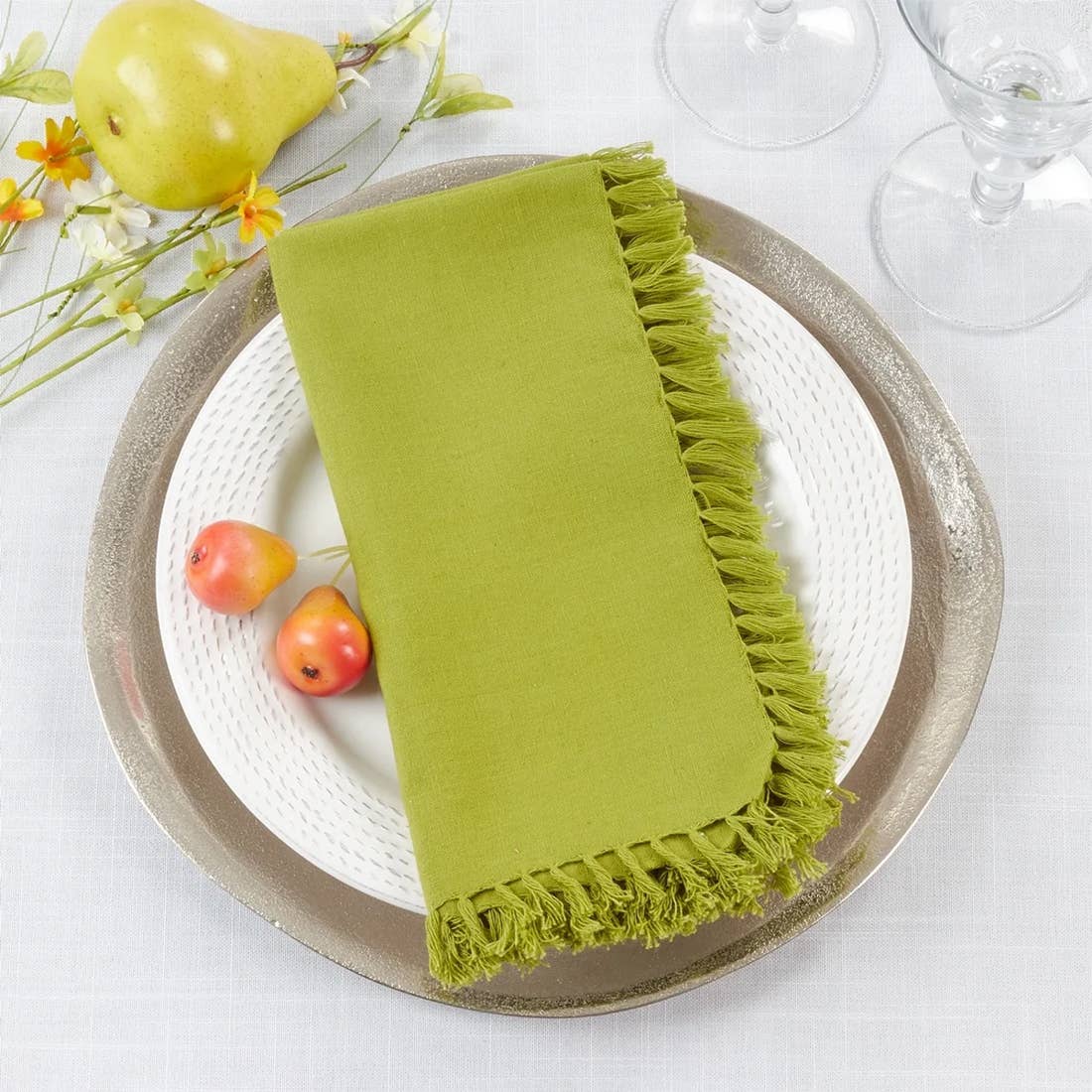 Fennco Styles - Wholesale Dinner & Cloth Napkin - Fringed 20" Cotton Dinner Napkin2