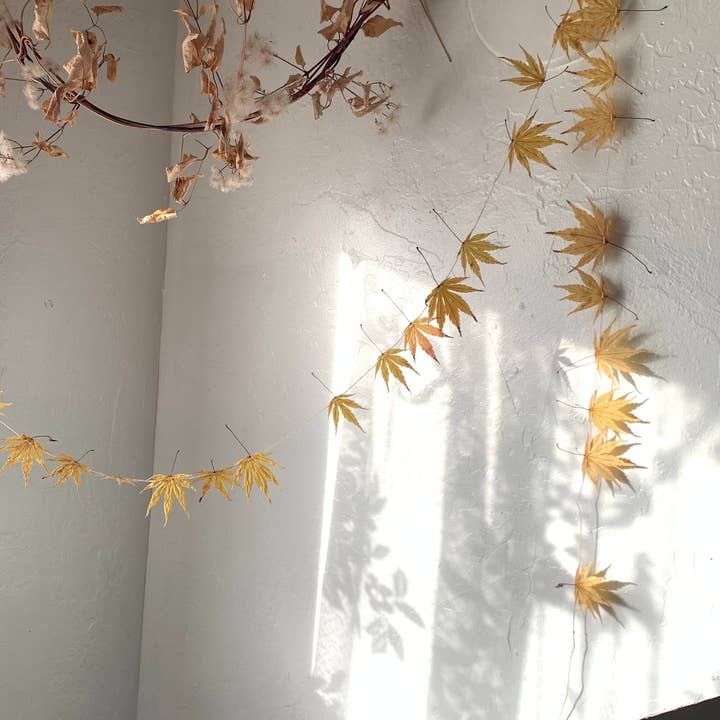 Twig and Snip - Wholesale Bunting/Garland - Dried Japanese Maple Leaf Garland GOLDEN- Natural Decor5