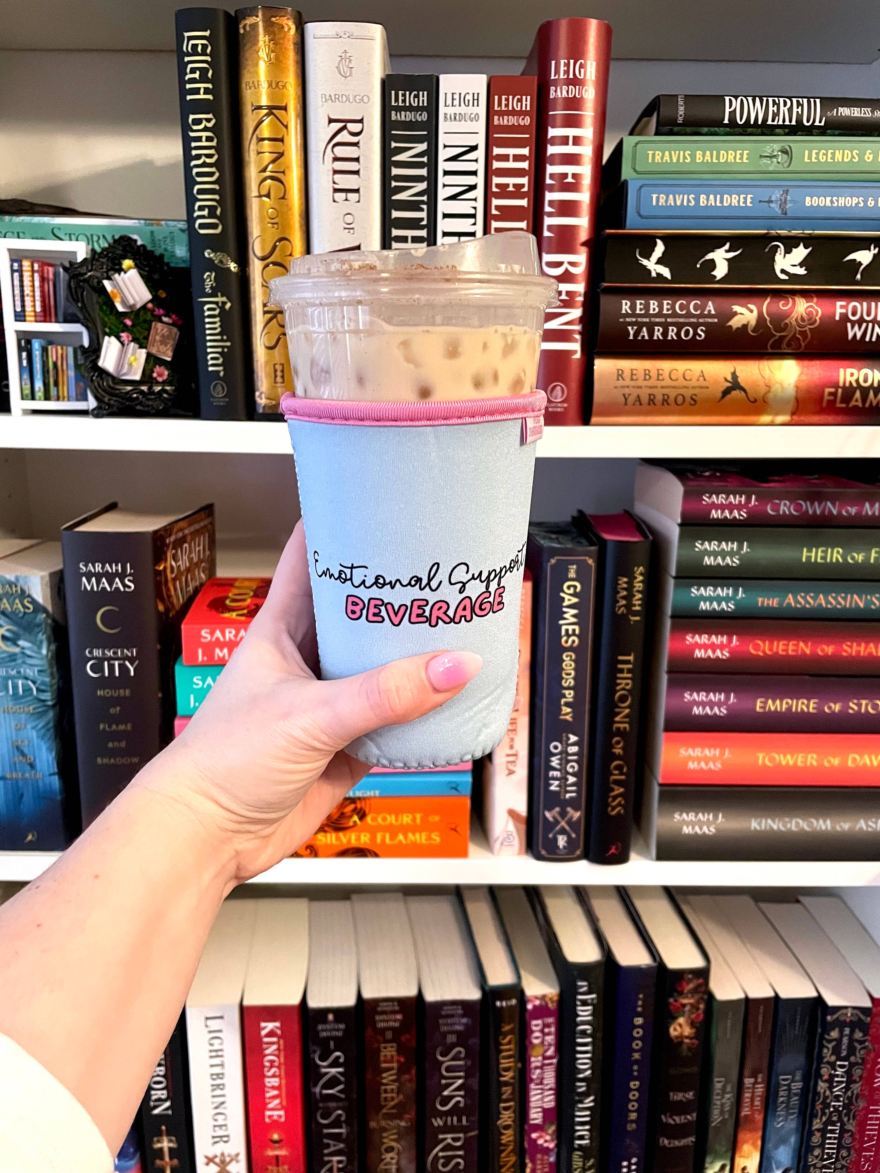 YGG Threads - Wholesale Drink Huggers & Koozies - Blue Emotional Support Iced Coffee Drink Sleeve - Medium0