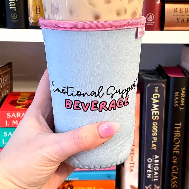 YGG Threads - Wholesale Drink Huggers & Koozies - Blue Emotional Support Iced Coffee Drink Sleeve - Medium0