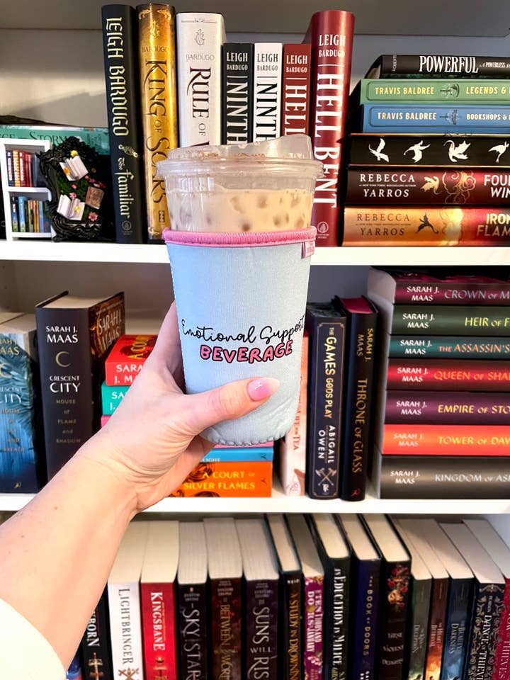 Blue Emotional Support Iced Coffee Drink Sleeve - Medium for wholesale by YGG Threads