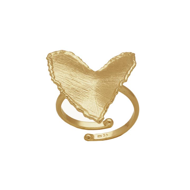 Adjustable ring with irregular heart texture The Gesture in Silver for wholesale by Victoria Cruz