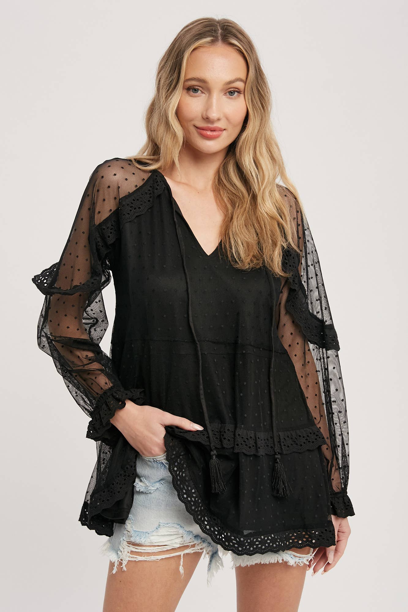 Bluivy - Wholesale Tunic - Women's - DOTTED TULLE LACE TUNIC2
