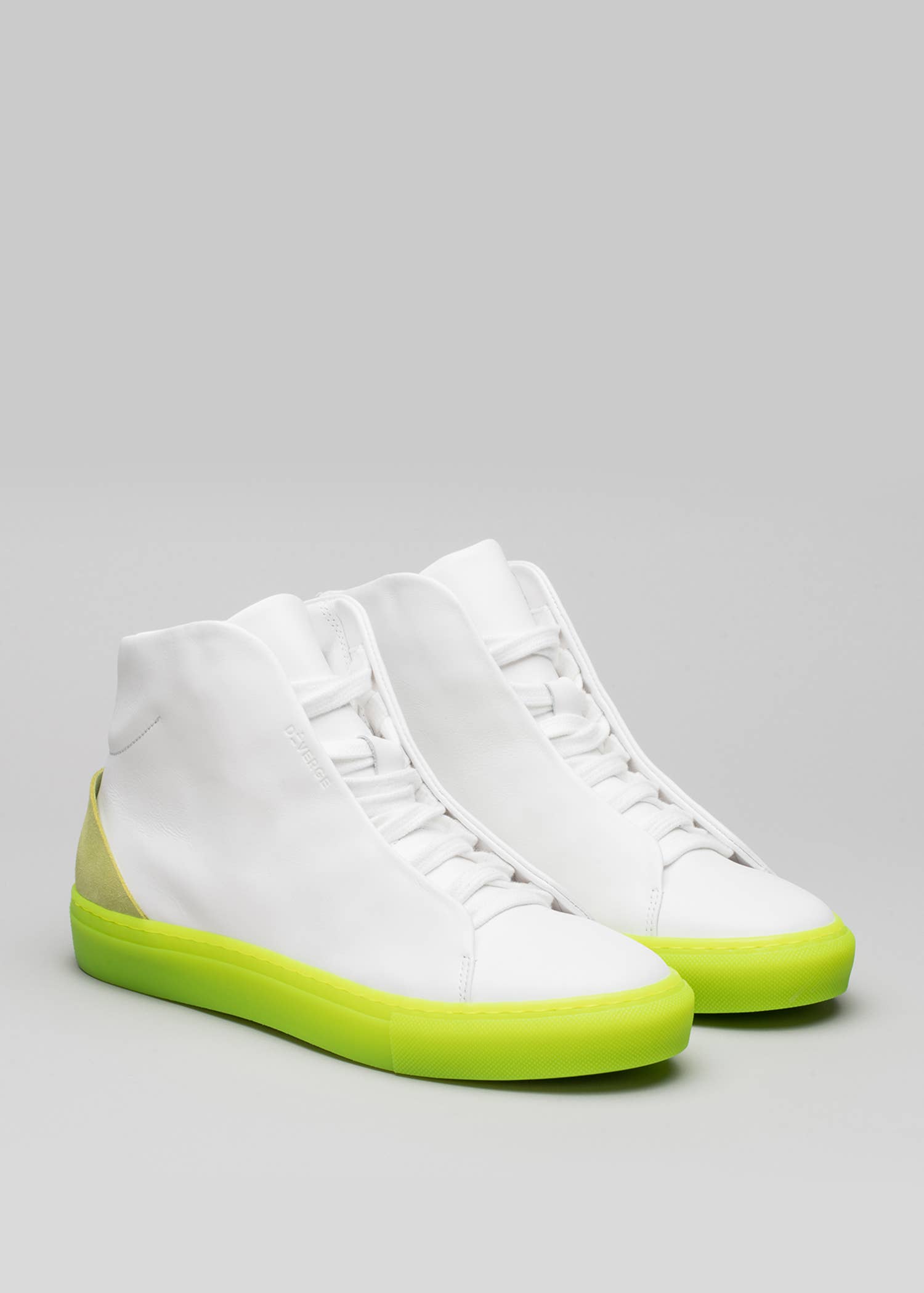 DiVERGE – Engroshandel Lifestyle sneaker - Dame – Minimal High V4 hvide sneakers i læder med lime2