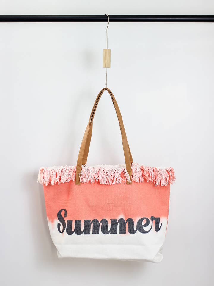 A2412BD10176 - Summer Fringe Canvas Tote Bag for wholesale by ESLEY