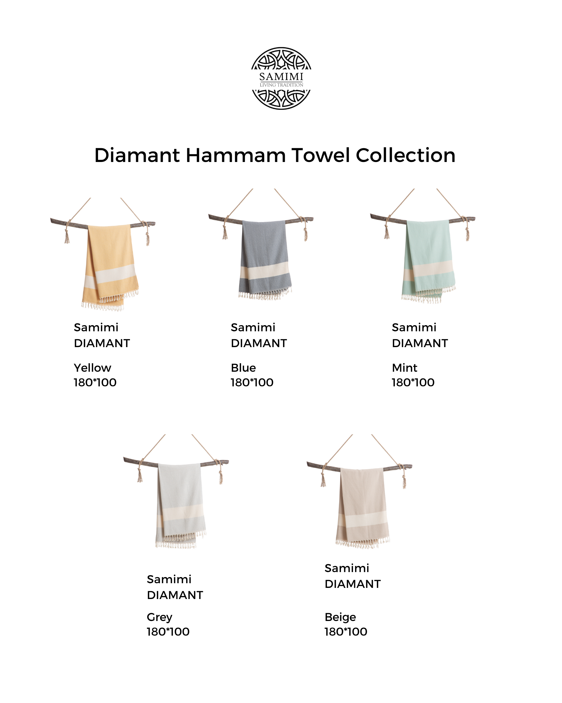 Samimi - Wholesale Beach Towel - DIAMANT Cotton Hammam Towel & Cozy Throw – Beige (180x100 cm)5