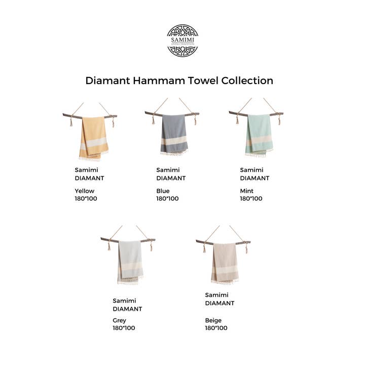 Samimi - Wholesale Beach Towel - DIAMANT Cotton Hammam Towel & Cozy Throw – Beige (180x100 cm)5