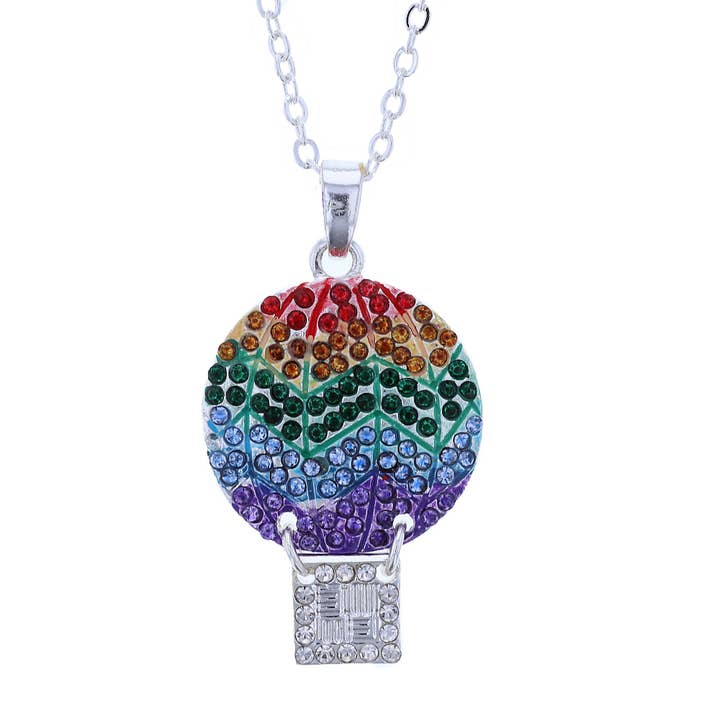 Pendentif en montgolfière argenté avec cristaux multicolores pour la vente par Luxe on Main LLC