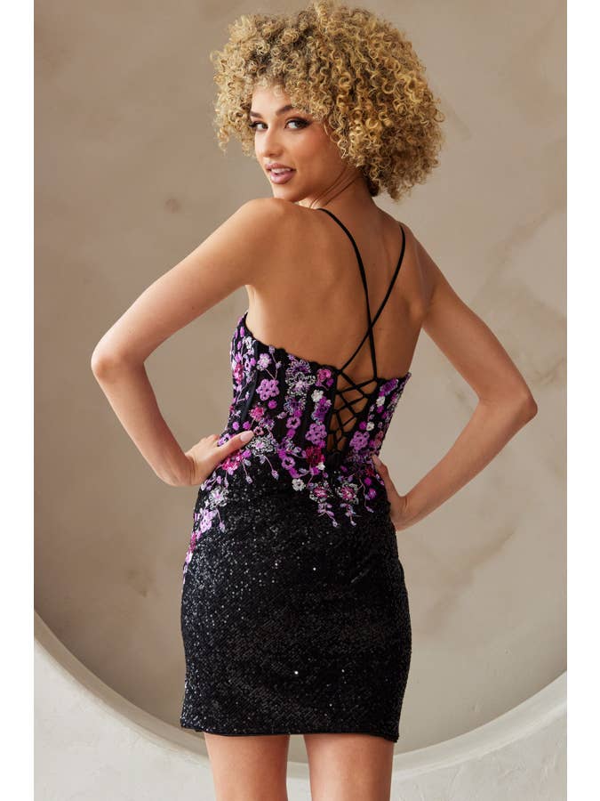 Babyfox Apparel - Wholesale Dress - Women's - Floral Embroidery Fitted Sequin Dress9