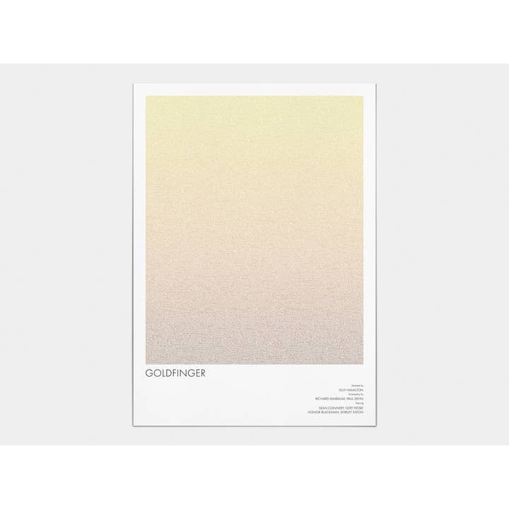 Poster artistico con sceneggiatura Goldfinger con gradiente tipografico per la vendita all'ingrosso da parte di Fade Out Prints