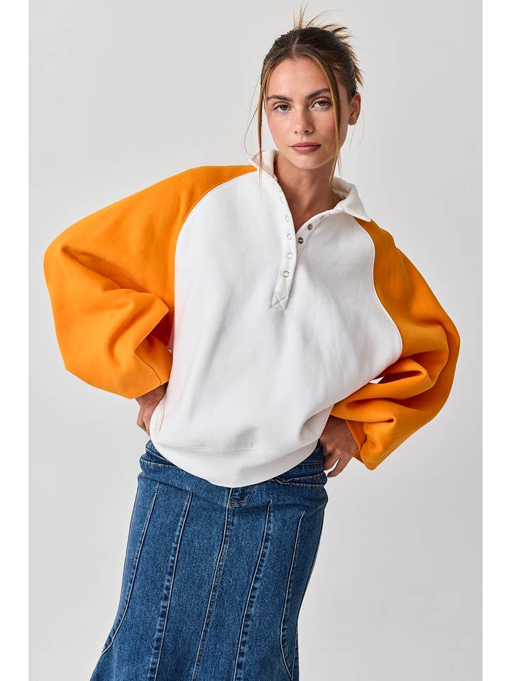 Skyblue White PT16060-1 - Piper Snap Button Collared Sweater for wholesale on Faire20