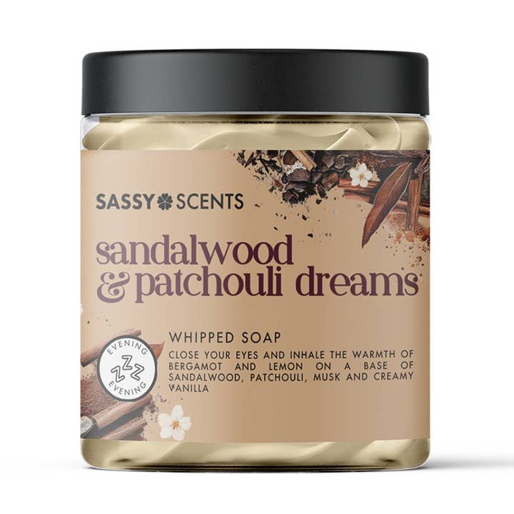 Sandalwood & Patchouli Dreams Whipped Soap for wholesale by Sassy Scents