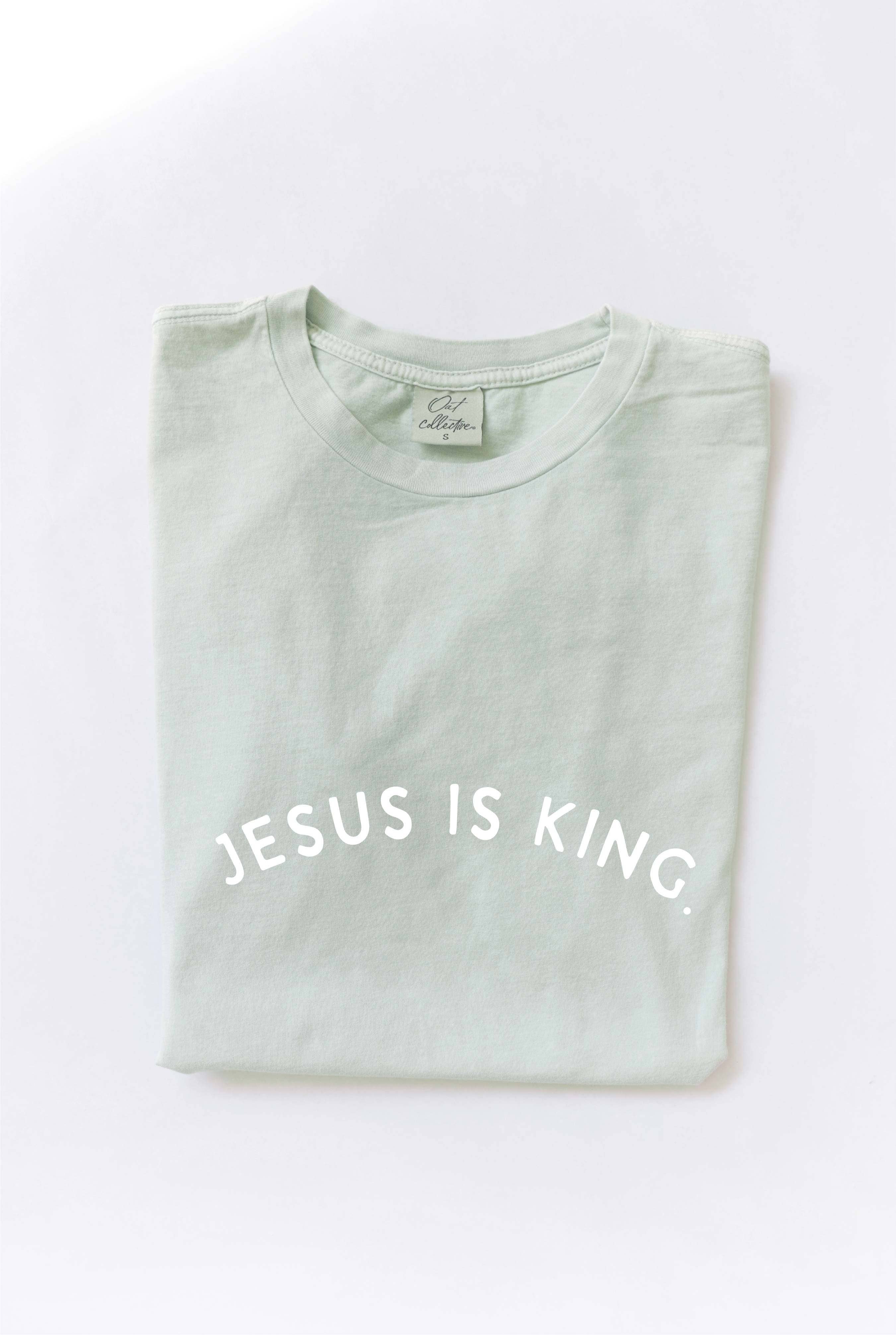 OAT COLLECTIVE – wholesale T-shirts med screentryck – Dam – JESUS ÄR KUNG. Mineraltvättad grafisk topp4
