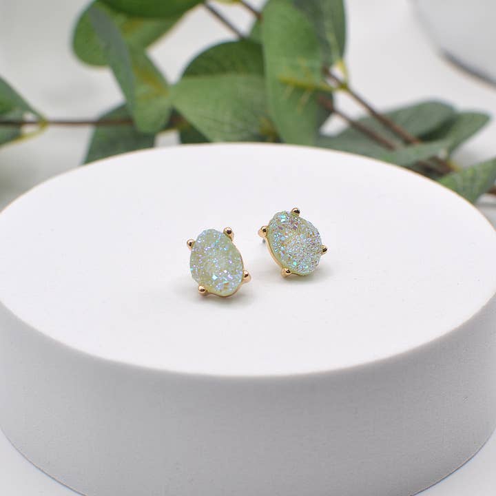 StarryNYC - Wholesale Stud/Post Earrings - Druzy Sparkly Stone Crystals Stud Earrings27