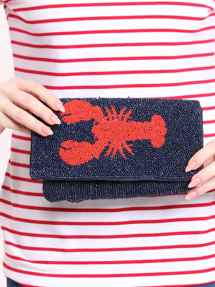 Harper Beaded Bag With Red Lobster Clutch for wholesale by NAVY JANE