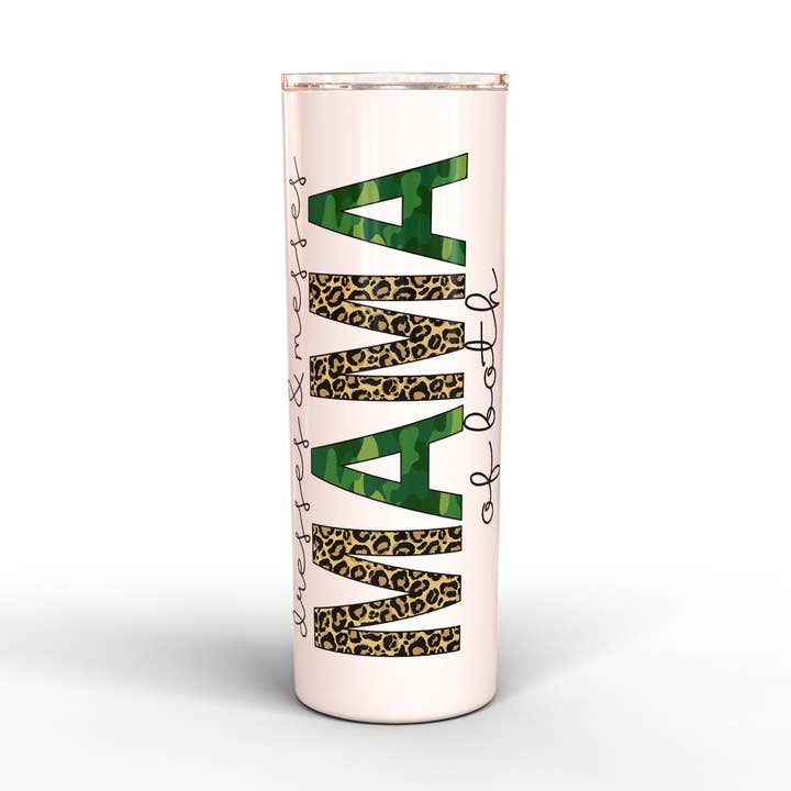 Dresses & Messes Maman des deux, gobelet maman, gobelet maman, maman garçon, maman fille, maman des deux, gobelet skinny 20 oz, imprimé UV pour la vente par The Sign Factory TX