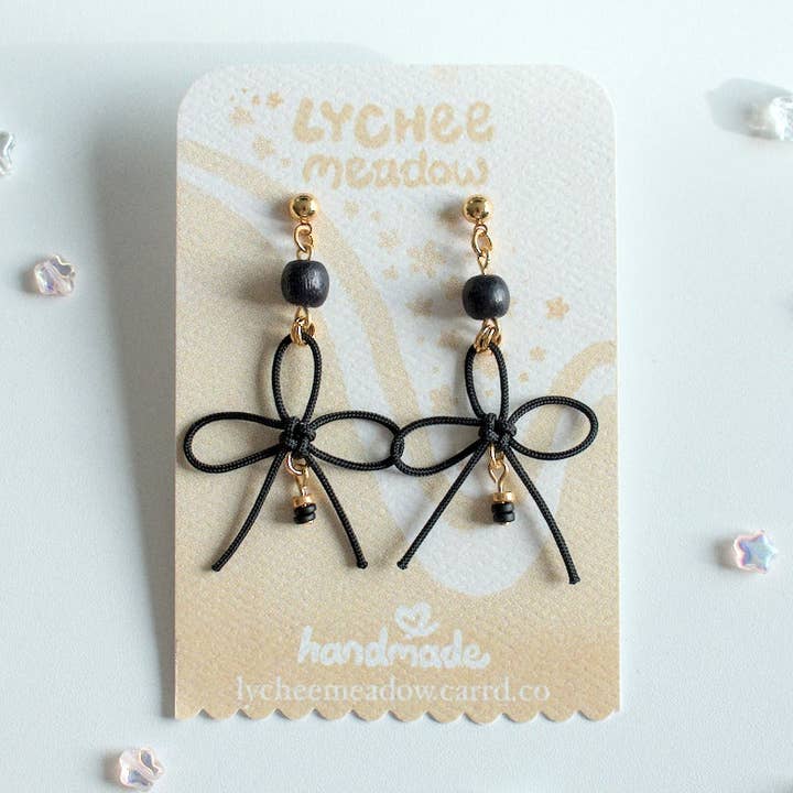 Clover Earrings Deep Black Wood for wholesale by Lycheemeadow