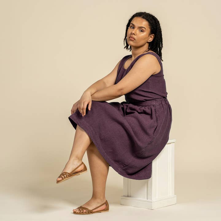 menique - Wholesale Skirt - Women's - Midi Linen Skirt Sophia - Natural 100% Linen A Line Skirt9