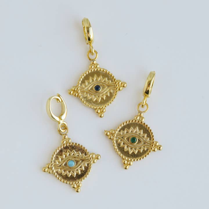 Ciara Evil Eye Charms with Hinged Clasp for wholesale by Curated By Suarez