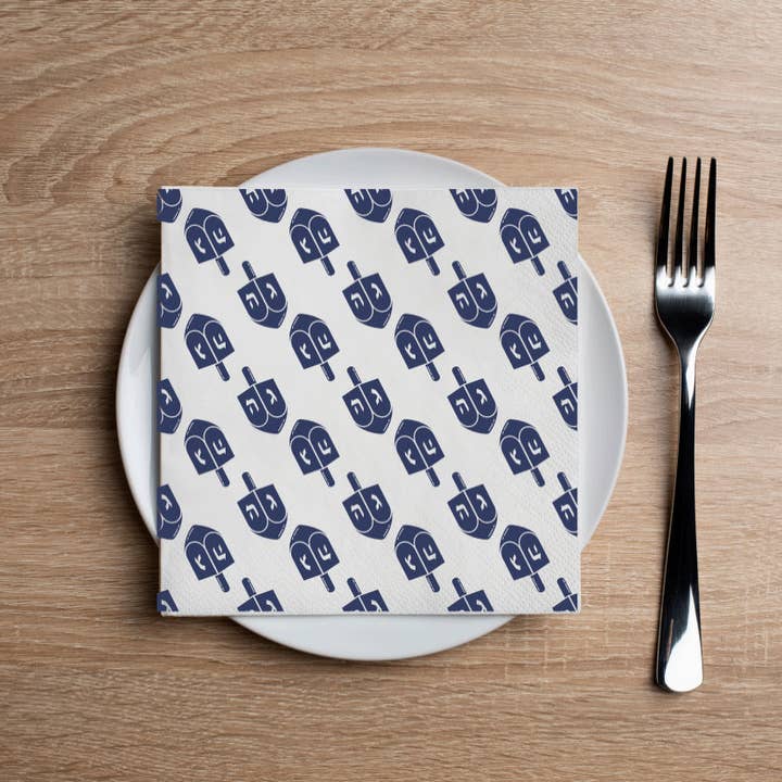 Altoonastore - Wholesale Disposable Napkin - Denim Dreidel - Printed Cocktail Napkin– Chanukah / Hanukkah0