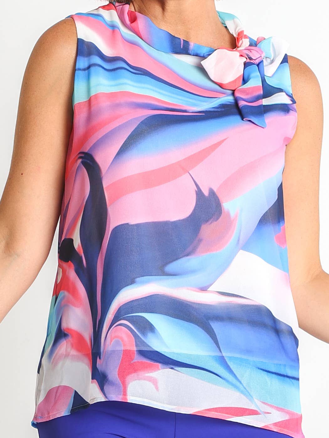 LOURDES CASTILLO - Wholesale T-Shirt - Women's - 368494L PRINTED CHIFFON TOP WITH BOW COLLAR0