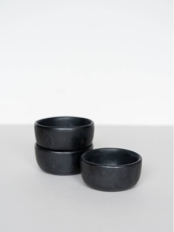 Black Matte Stoneware Pinch bowl for wholesale by Creating Comfort Lab