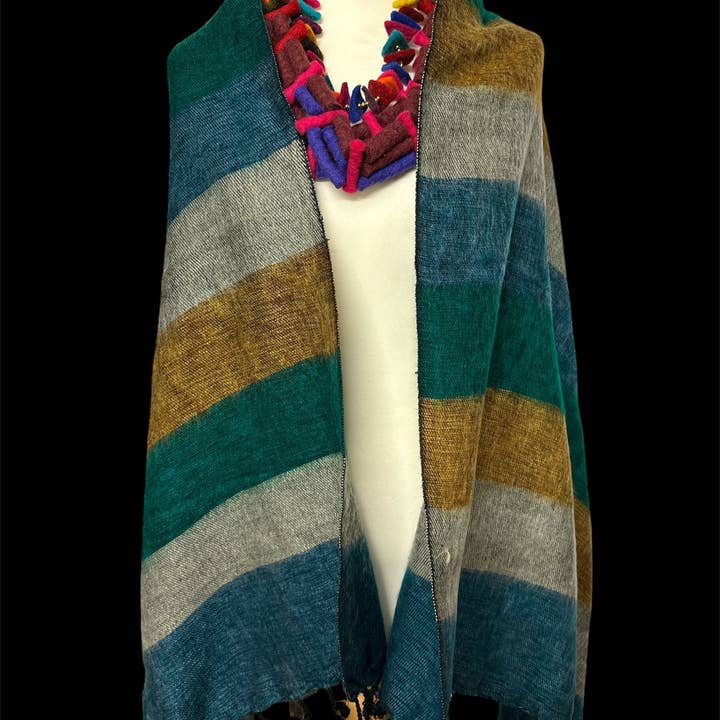 Funky Yak Ltd – Großhandel Überwurfdecke – Handgewebte Yak-Wollschal-Decke aus Nepal, 2-teiliges Farbset1