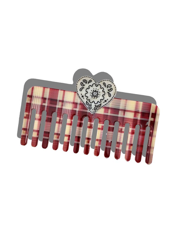 Hand-painted Paisley Heart Detangling Wide Tooth Hair Comb for wholesale by Solar Eclipse
