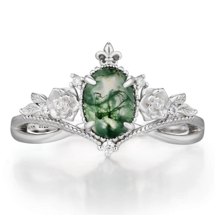 Petal Mist Moss Agate Ring for wholesale by Azura Jewelry