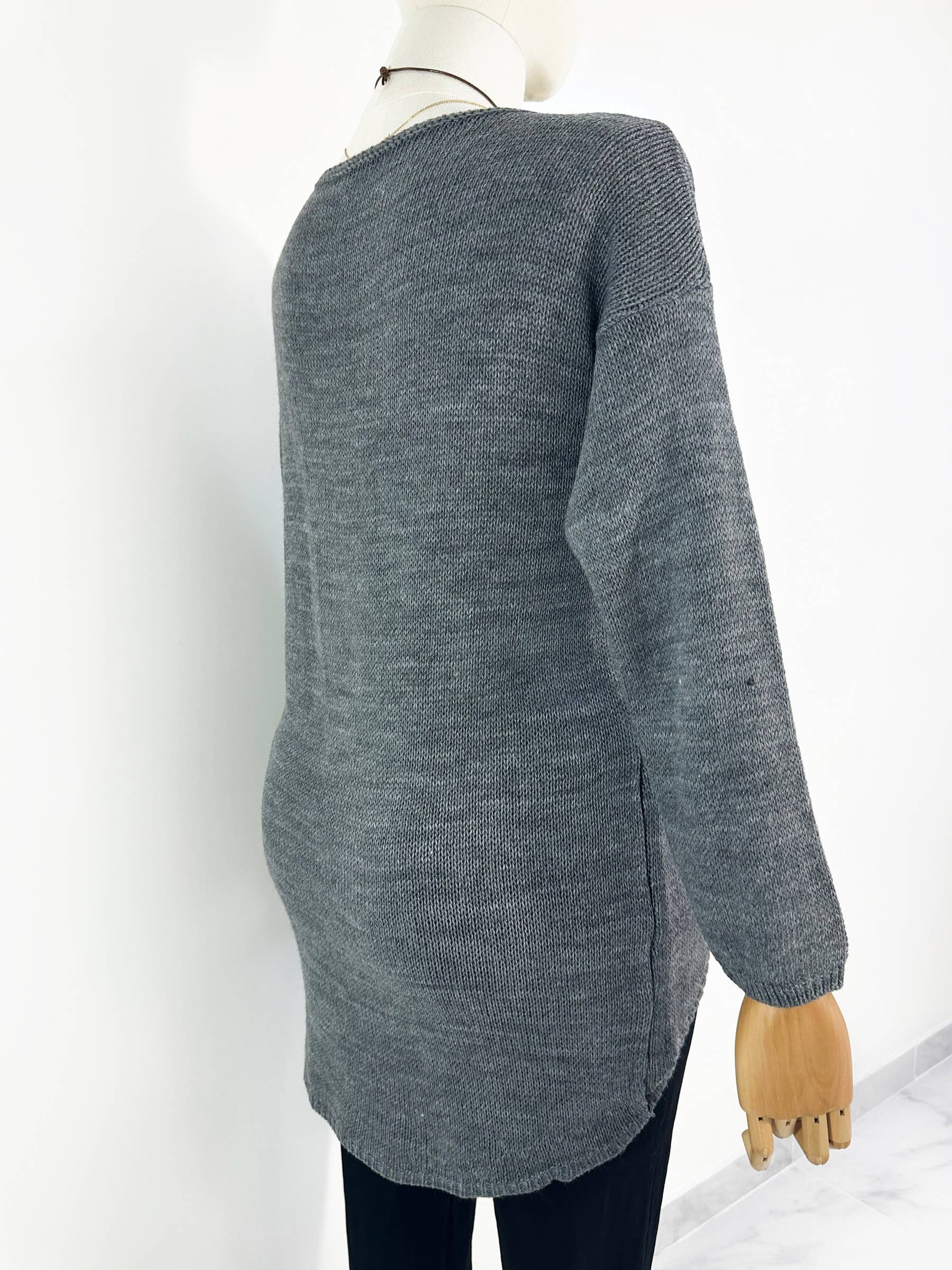 ZAFA PARIS - Wholesale Knit Sweater - Women's - 71FZ0H056-Knit sweater with boat neckline and necklace.5