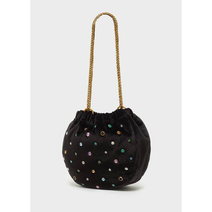 NALI' - Wholesale Crossbody bag – Women's - PENNY BLACK BUCKET BAG WITH STONES - N571