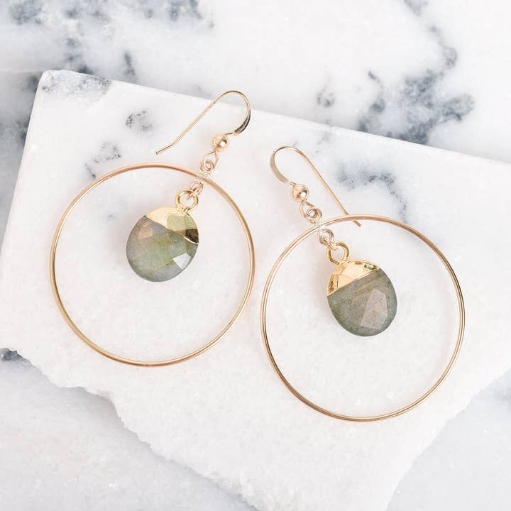 Brincos Kat em Labradorite por atacado de Designed by Stacey Jewelry