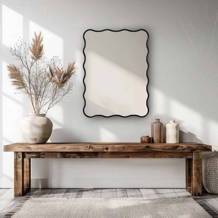 Palmeraies - Wholesale Wall Mirror - Wavy Mirror - Rectangular Antique Brass Mirror4