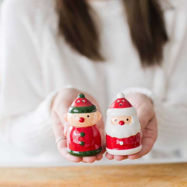 Pearhead - Wholesale Salt & Pepper Shaker Set - Santa & Elf Salt & Pepper Shaker Christmas Set